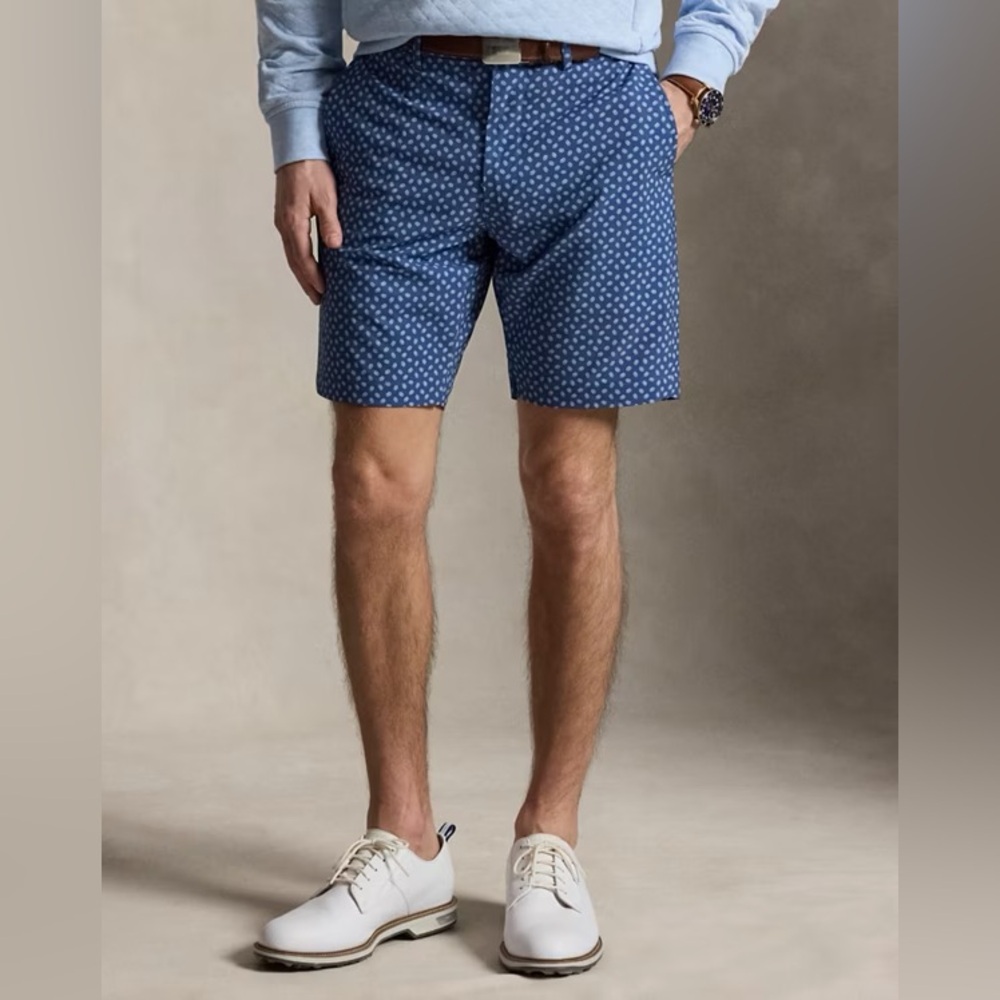 RLX Ralph Lauren Golf Blue With Pool and Domino Patter Athletic Shorts